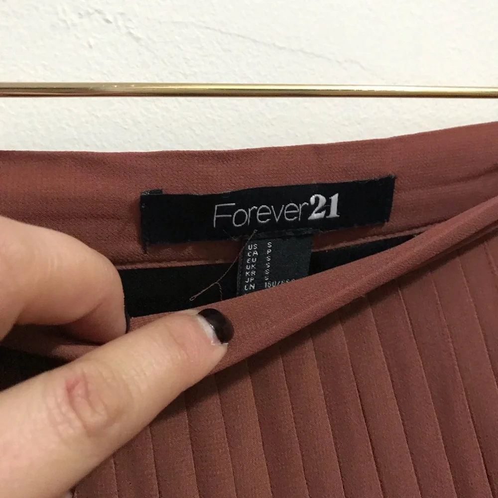 Brown, White, Black Colorblocked Pleated Skirt